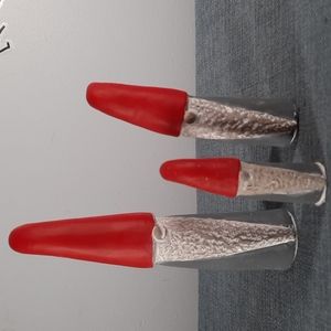 Gnome Statue Figure Figures Set Red Hat Cement Handmade Hand Painted